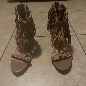 Gianni Bini Tan Fringe Heels Size 11M